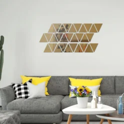 12pcs Rhombus Mirror Acrylic Wall Decor (RMAW) Golden