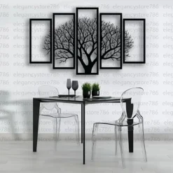 Evento Wooden Wall Art 5 frame Tree Panels Frame Wall Decor (EWW)