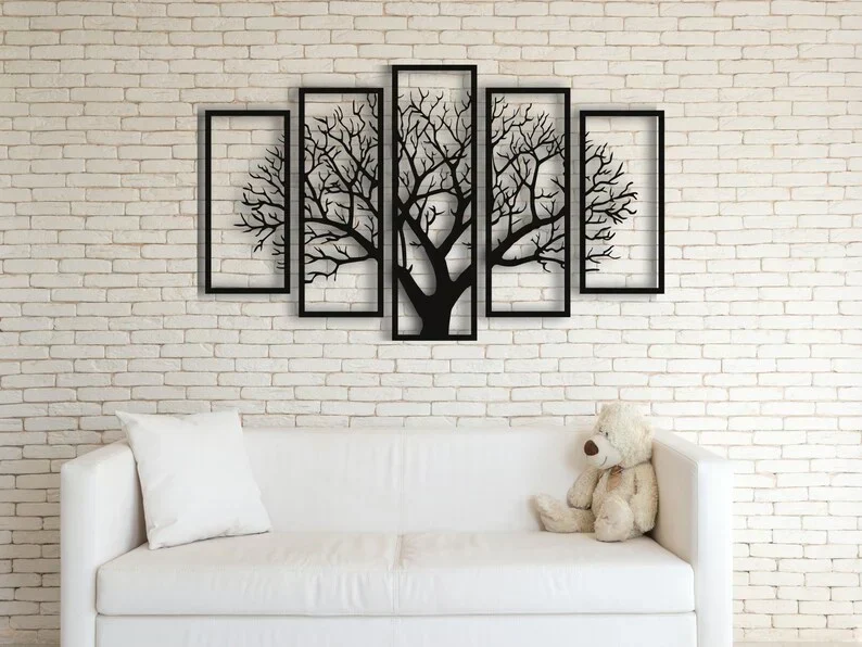 HBAK_Choices_modern_luxury_tree_wall_decoration_with_five_frames